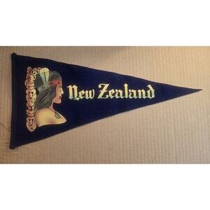 New Zealand Felt Pennant World War 2 Era Pacific Islands 15"x9.5"